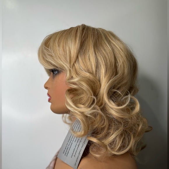 Women Layered Fluffy Straight Hair Blend Heat Wig Blonde Mix Wig - Picture 5 of 7